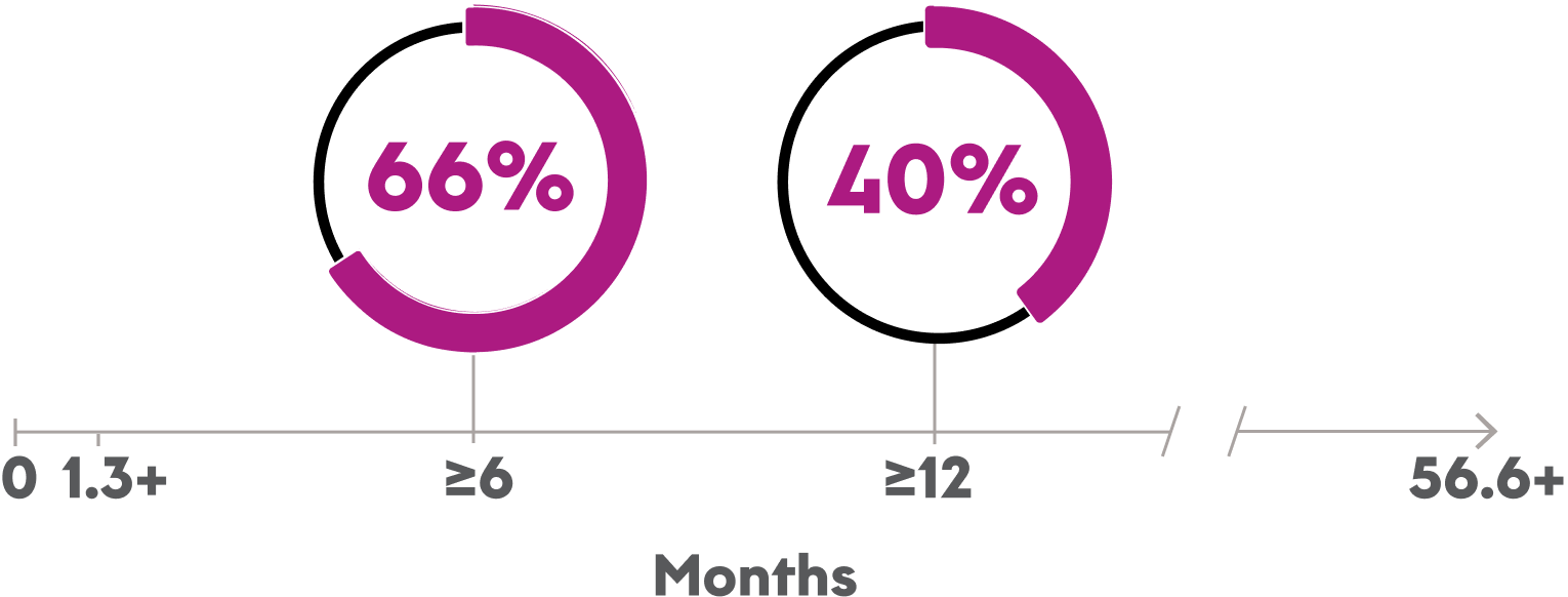 Graphic of duration of response in treatment-naive patients at 6 and 12 months.